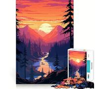 Puzzle 1000 pièces Rivière Californie Pixel Art,Assemblage Parfait,Jeu d'art et de réflexion,Cadeau Amusant pour se détendre,Cadeau d'anniversaire (38x26cm)