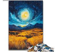 Puzzle 1000 pièces Rizières sous Le Ciel Nocturne pour Adultes Un Casse-tête Stimulant pour Les Adolescents, idéal pour la décoration intérieure ou comme Cadeau (Taille 26x38cm)