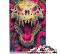 Puzzle 1000 pièces « Roar of The Forgotten Beast » - Crâne de Fureur expressionniste pour Adulte, Jeu éducatif en Papier, Jouet de défi, 38 x 26 cm, 1000 pièces