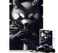 Puzzle 1000 pièces Rocket Raccoon Samurai Animal pour Adolescents Jeu de logique Pure, Relaxant et Facile à découper Pièce d'art de qualité (50x75cm)