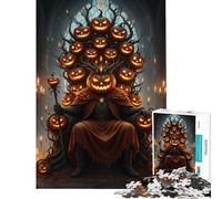 Puzzle 1000 pièces Roi Citrouille sur Son trône Décoration intérieure Jouet Idéal comme Cadeau (38x52cm)