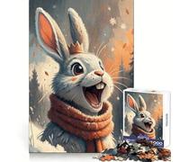 Puzzle 1000 pièces Roi Lapin d'hiver pour Adolescents, 1000 pièces, pour stimuler la mémoire, apaiser l'esprit, Cadeau de Noël Douillet (38x52cm)