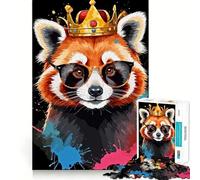 Puzzle 1000 pièces Roi Panda Roux avec Lunettes pour Adultes, 1000 pièces, pour renforcer la mémoire, se détendre et s'amuser Qualité supérieure, Cadeau élégant (38x52cm)
