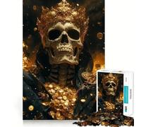 Puzzle 1000 pièces Roi Squelette d'or pour Adolescents Jeu de réflexion et de détente Découpe Nette Liste de souhaits du Père Noël 50x75cm