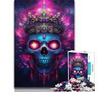 Puzzle 1000 pièces Roi Squelette pour Adolescents, Anti-Stress, Vacances à la Maison, Tue Le Temps avec Affiche Assortie et fiche de Questions 38x26cm