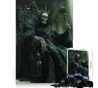 Puzzle 1000 pièces Roi Squelette sur Trône pour Adultes Jeu de Réflexion et de Soulagement du Stress Design Élégant Cadeau 38x52cm