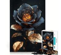 Puzzle 1000 pièces Rose Noire et dorée,décoration soignée,Casse-tête,Cadeau,Jeu de Paix,œuvre d'art de Noël (50x75cm)