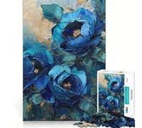 Puzzle 1000 pièces Roses Bleues Peinture à l'huile Jeu d'articulation Pointue,entraînement Mental Amusant,Jeu pour Passer Un Moment agréable,décoration Murale de Noël (50x75cm)