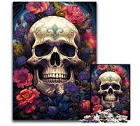 Puzzle 1000 pièces Roses et Crânes pour Adultes et Adolescents, idéal pour Un Anniversaire ou des fêtes 50x75cm/19,68x29,52 Pouces