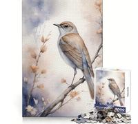 Puzzle 1000 pièces Rossignol Aquarelle sur Une Branche pour Adolescents Activité ludique et relaxante, Bords précis, Cadeau attentionné (38x52cm)