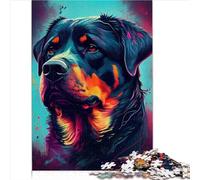 Puzzle 1000 pièces Rottweiler coloré pour Adultes et Adolescents Puzzle en Planche de Bois 1000 pièces (75 x 50 cm)