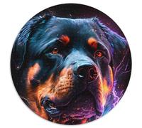 Puzzle 1000 pièces Rottweiler coloré, Puzzle Rond de 1000 pièces pour Adultes, Jeu Familial interactif, décoration d'intérieur à Faire soi-même, défi cérébral, Cadeau 67,5 x 67,5 cm