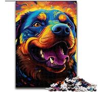 Puzzle 1000 pièces Rottweiler coloré, Puzzle Stimulant, développe la Coordination œil-Main, idéal pour Les Cadeaux d'anniversaire (Taille 50x75cm)