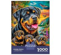 Puzzle 1000 Pièces Rottweiler pour Adultes Et Enfants Difficile DIY Jigsaw Puzzle, Familial-Activité Manuelle 52x38cm/1000pcs