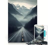 Puzzle 1000 pièces Route dans Les Montagnes brumeuses pour Adultes, Jeu intellectuel, détente et Calme, découpe précise, pour Les vœux du Père Noël (38x52cm)