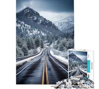 Puzzle 1000 pièces Route de Montagne enneigée Jeu éducatif Difficile et Stimulant d'analyse et de logique adapté aux 14 Ans et Plus (50x75cm)
