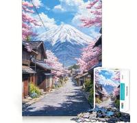 Puzzle 1000 pièces Rue des cerisiers en Fleurs au Japon Bords impeccables Casse-tête Amusant Cadeau détente Jeu Cadeau d'anniversaire Artistique (38x26cm)