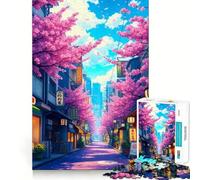 Puzzle 1000 pièces Rue des cerisiers en Fleurs Découpe précise Jeu de logique Artistique Activité Calme pour Un Anniversaire (38x26cm)
