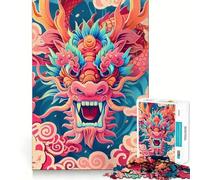 Puzzle 1000 pièces Rugissement de Dragon Vibrant Jeu de développement cognitif Surface Lisse sans bavures Activité relaxante en Groupe à l'intérieur (50x75cm)