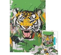 Puzzle 1000 pièces Rugissement de Tigre Art Abstrait Aide à stimuler Le Cerveau Activités familiales Jeu Pratique pour Les 14 Ans et Plus Jeu de Puzzle Offert (38x26cm)