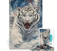 Puzzle 1000 pièces Rugissement du Tigre Blanc »,Jeu de Construction,Assemblage sécurisé et Solide,Jouet d'intérieur pour Les fêtes (38x26cm)