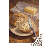 Puzzle 1000 pièces Rustic Sourdough Bread and Butter Still Life, 70x50cm, activité détente à Partager, Cadeau pour Anniversaire ou Fin d’année, Puzzle Adulte pour soirées en Famille