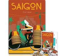 Puzzle 1000 pièces Saigon Vietnam Poster pour Adultes, Difficile à compléter mais Amusant et Humoristique, Cadeau d'anniversaire, Cadeaux, Art Mural 38x26cm