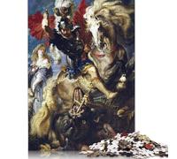 Puzzle 1000 pièces Saint George et Le Dragon, difficulté : Jeux éducatifs, Jouets, Cadeaux de Noël (38 x 26 cm)