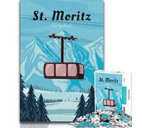 Puzzle 1000 pièces Saint-Moritz Suisse pour Adultes et Adolescents, Jouets éducatifs et Anti-Stress, idéal pour la décoration de Bureau, 38x26cm