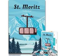Puzzle 1000 pièces Saint-Moritz Suisse Puzzle 1000 pièces pour Adultes et Adolescents, pour Jeu éducatif Challenge Toy Artists Collection, Beaux-Arts 75x50cm
