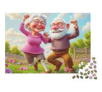 Puzzle 1000 pièces Saint-Valentin pour Adultes Course Couple Âgé - Heureux Couple âgé Danse, épais, Robuste, qualité supérieure, Vibrant, Difficile, Antidote au Stress 70x50cm/1000pcs