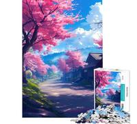Puzzle 1000 pièces Sakura Lane pour Adolescents Un défi à relever pour s'amuser en Famille Un Jouet Anti-Stress pour Les 14 Ans et Plus (38x52cm)