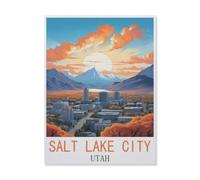 Puzzle 1000 Pièces，Salt Lake City，pour Adultes Adolescents Scies Sauteuses 1000 Pièces Idéal pour La Relaxation Méditation Passe-Temps Cadeau d'anniversaire（38x26cm）-FL21