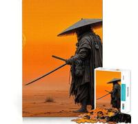 Puzzle 1000 pièces Samouraï au Coucher du Soleil dans Le désert pour Adultes Un Cadeau Artistique à Assembler et à Entretenir pour développer la mémoire et soulager l’anxiété (50x75cm)