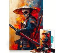 Puzzle 1000 pièces Samouraï au Masque de crâne Mexicain pour Adultes, Jouet Intelligent, Passe-Temps à la Maison, Bords Lisses, Objet de Collection (38x26cm)