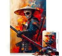 Puzzle 1000 pièces Samouraï avec Masque de crâne Mexicain pour Adultes Jeu de réflexion Intelligent et Amusant Découpe précise Décoration Artistique (38x52cm)