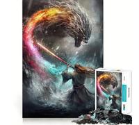 Puzzle 1000 pièces Samouraï Contre Dragon Cadeau pour Adultes Jeu de logique et de réflexion Découpe précise Cadeau élégant (50x75cm)