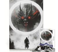 Puzzle 1000 pièces Samouraï Contre Dragon pour Adolescents, Jeu de logique et de Train, décoration Murale légère et relaxante aux découpes Lisses (50x75cm)