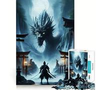 Puzzle 1000 pièces Samouraï Contre Dragon pour Adolescents Jeu de logique Puissant Idée Cadeau d'anniversaire Bords Nets Samouraï Contre Dragon