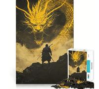 Puzzle 1000 pièces Samouraï Contre Dragon pour Adultes Jeu de réflexion et de Loisirs Découpe Fine pour Noël (38x52cm)
