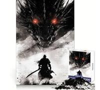 Puzzle 1000 pièces Samouraï Contre Dragon pour Adultes Jeu Intelligent et Amusant, Bords Lisses, pour Les fêtes (38x52cm)