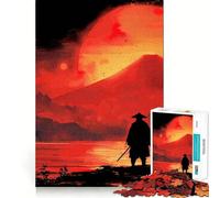 Puzzle 1000 pièces Samouraï Coucher de Soleil Japonais pour Adolescents Améliore la mémoire Détente et créativité Bords précis Cadeau élégant (50x75cm)