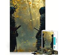 Puzzle 1000 pièces Samouraï dans la forêt d'automne pour Adultes, Jouet Amusant et décontracté, décoration Murale aux Bords Lisses (38x52cm)