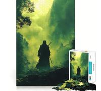 Puzzle 1000 pièces Samouraï dans Une forêt brumeuse pour Adolescents, Jeu de logique Pure, détente, découpe Nette, Belle œuvre d'art (38x26cm)