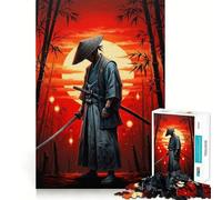 Puzzle 1000 pièces Samouraï dans Une forêt de bambous au Coucher du Soleil pour Adolescents, Jeu de logique et de réflexion, Passe-Temps Calme, Bords Lisses, Cadeau de qualité supérieure (50x75cm)