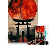 Puzzle 1000 pièces Samouraï de la Porte de la Lune Rouge pour Adolescents Jeu de Puzzle Stimulant la réflexion, activité de Groupe, Assemblage Artistique, Cadeau Classique (50x75cm)