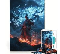 Puzzle 1000 pièces Samouraï en Flammes pour Adolescents, Jeu de logique et de Stimulation Cognitive, Divertissement d'intérieur, Bords de qualité supérieure, Cadeau mémorable (38x52cm)