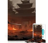 Puzzle 1000 pièces Samouraï en Flammes pour Adolescents, Jeu de logique et de Stimulation Cognitive, Divertissement d'intérieur, Bords de qualité supérieure, Cadeau mémorable (38x52cm)
