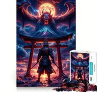 Puzzle 1000 pièces Samouraï et Dragon Démon pour Adolescents Jeu intellectuel et de détente mentale Découpe de qualité Cadeau de Vacances (38x52cm)