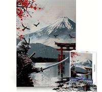 Puzzle 1000 pièces Samouraï et Mont Fuji Soleil Rouge pour Adultes stimule la mémoire, Offre Un Divertissement paisible et de qualité supérieure, Un Cadeau mémorable (38x52cm)